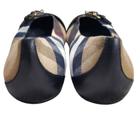 Burberry Flats Avonwick Nova Check Canvas Leather Buckle Detail - Size 7 - Picture 6 of 9